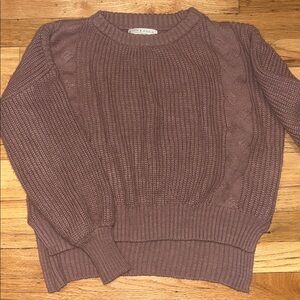 Jon & Anna Mauve Cable Knit Oversized Sleeve Cropped Sweater